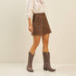 Studded vegan suede mini skirt