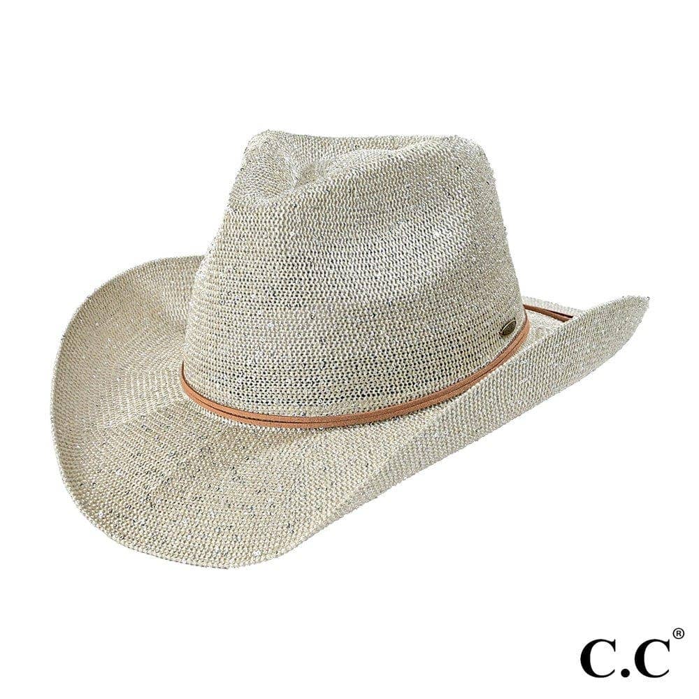 C.C Brand Sequin detailing Cowboy hat with suede trim