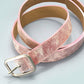 METALLIC SQUARE BUCKLE FAUX LEATHER BELT - PINK