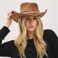 Distressed Fabric Band Rustic Cowgirl Fedora Hat