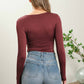 SOLID ROUND NECK LONG SLEEVE BODYSUIT - MAROON