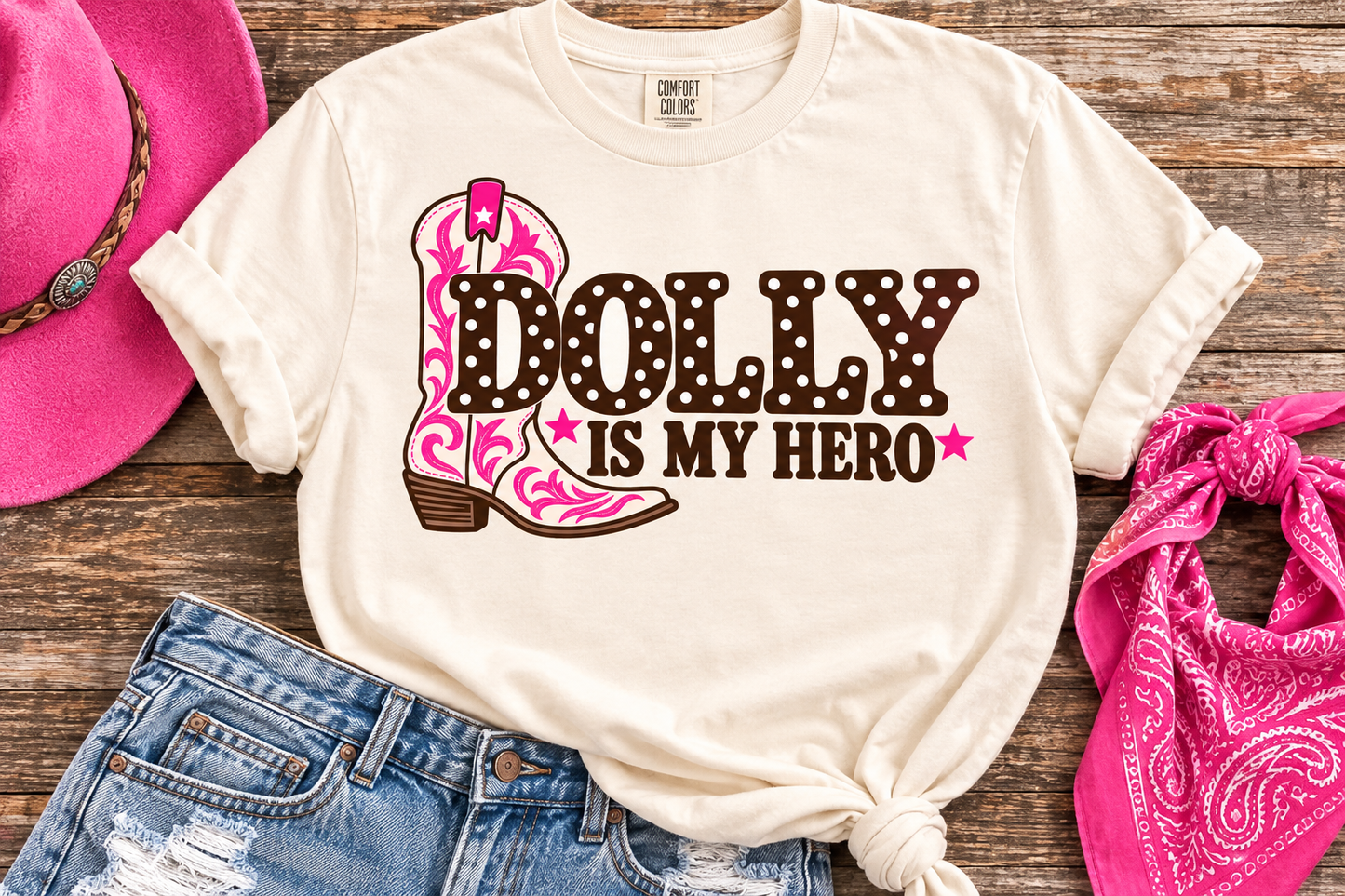 Dolly is my Hero Cowboy Boot - T'Shirt