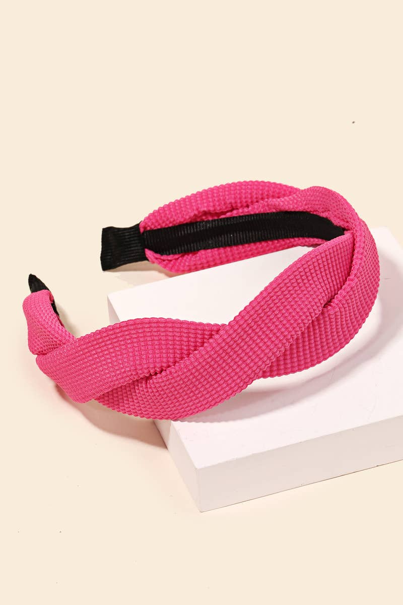 Soft Twist Fabric Headband - Hot Pink