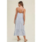 *TIERED MULTI-STRIPPED MIDI DRESS
