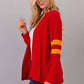 Sleeve Color Block Brush Hacci Cardigan - Red and Gold