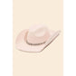 Ivory Flower Rhinestone Chain Strap Cowboy Hat