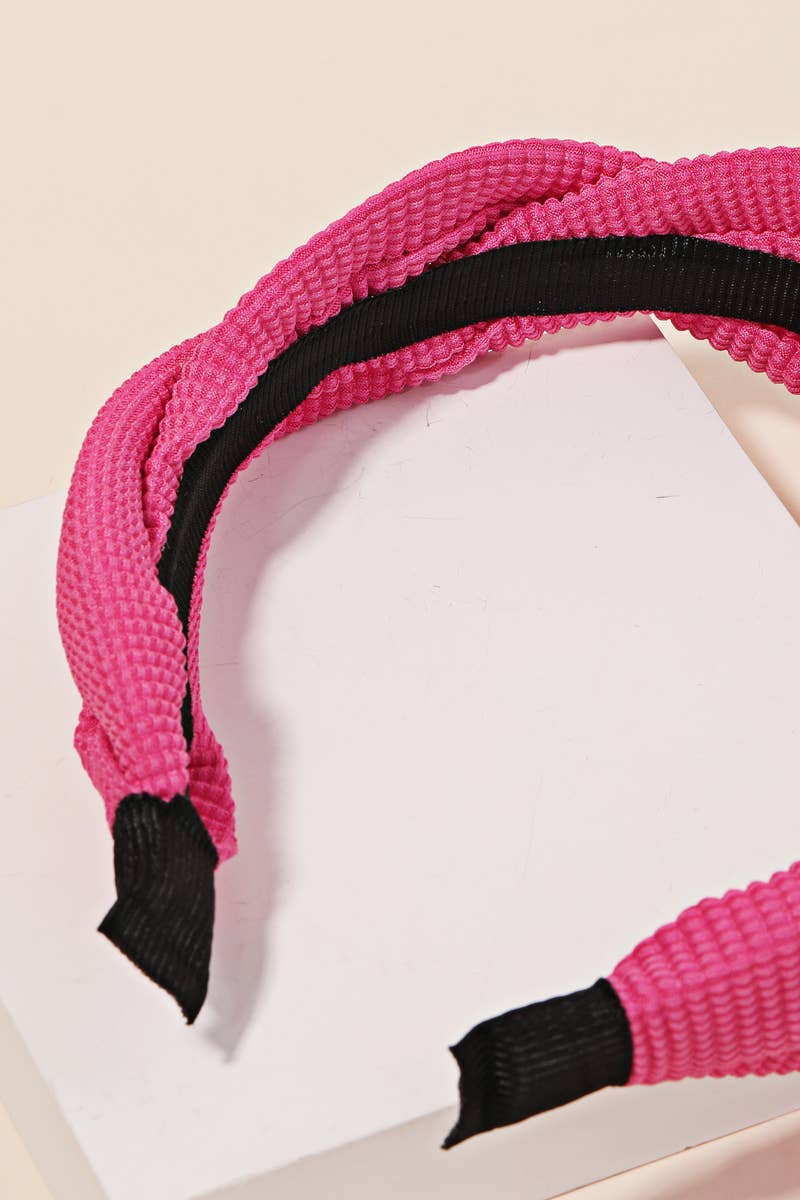 Soft Twist Fabric Headband - Hot Pink