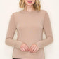 Long Sleeve Out Seam Detailed Top - Taupe