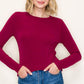Long Sleeve Out Seam Detailed Top - Wine