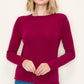 Long Sleeve Out Seam Detailed Top - Wine
