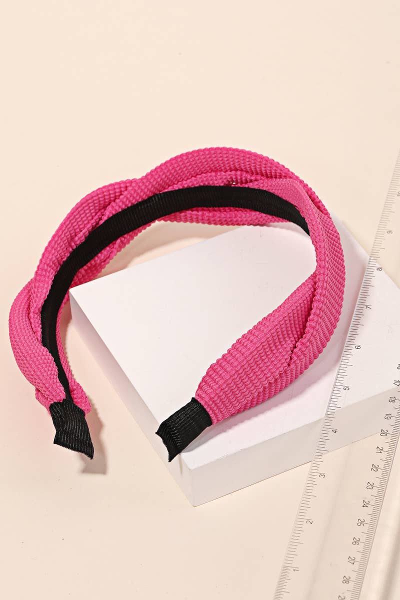 Soft Twist Fabric Headband - Hot Pink