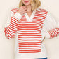 STRIPE COLOR BLOCKED SWEATSHIRT - ORANGE