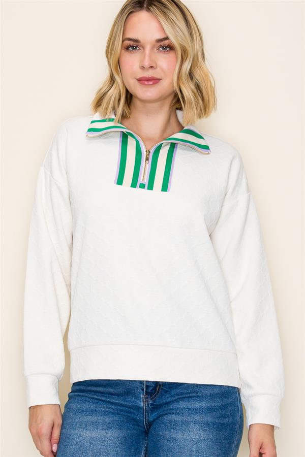 HALF ZIP PULLOVER - IVORY