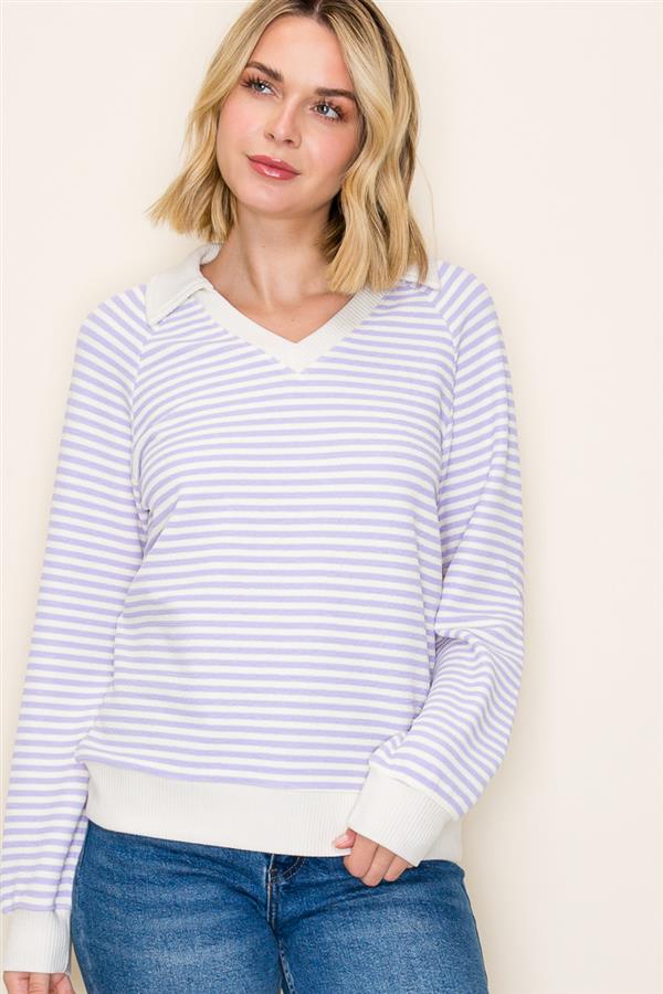 POLO COLLAR V NECK KNIT TOP