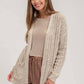 SPLIT HEM CROCHET KNIT CARDIGAN