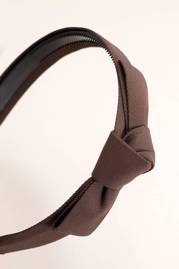 CLASSIC BOW KNOTTED HEADBAND HAIR BAND - BROWN