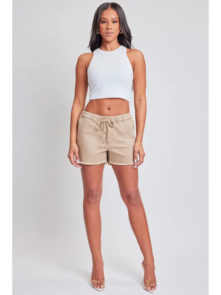 YMI FRAYED HEM PULL-ON SHORTS