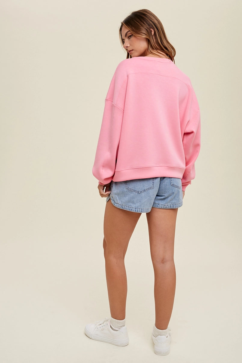 SCUBA RELAXED CROP SWEATSHIRT - HIBISCUS