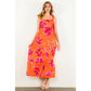 THML Tie Strap Floral Print Maxi Dress