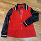Racer Stripe Vegan Leather Sleeve Blazer