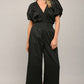 SMOCKED DETAIL OPEN TIE BACK JUMPSUIT