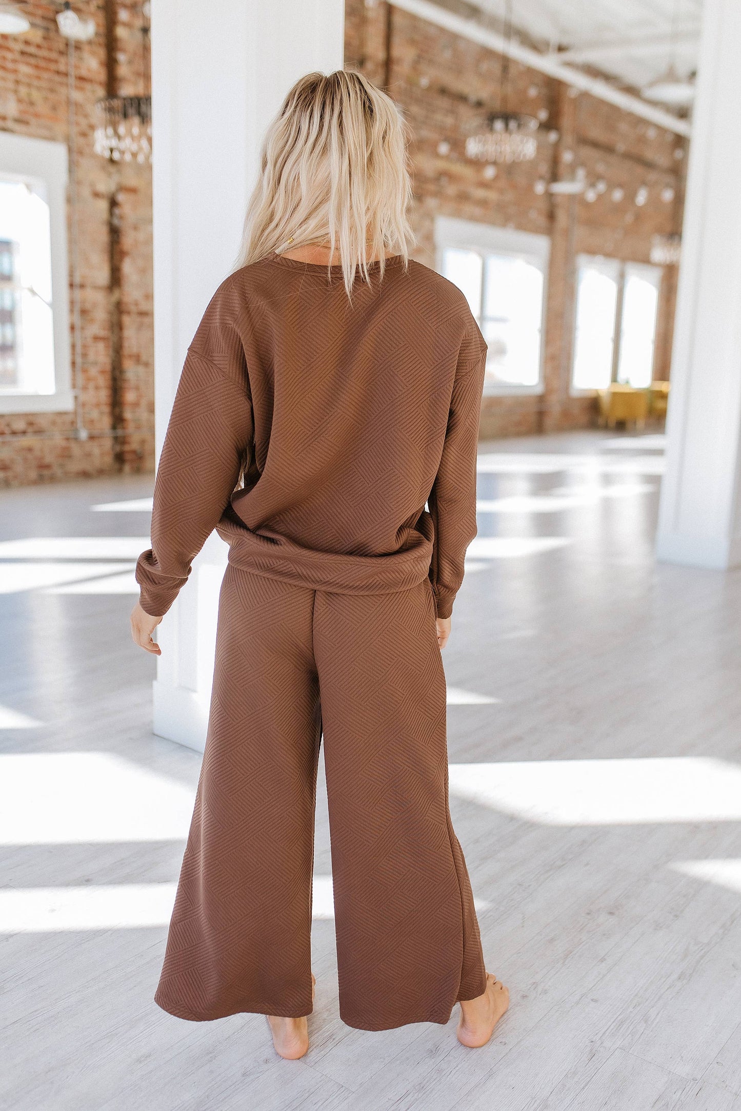 Dark Brown - Alex Textured Long Sleeve Set