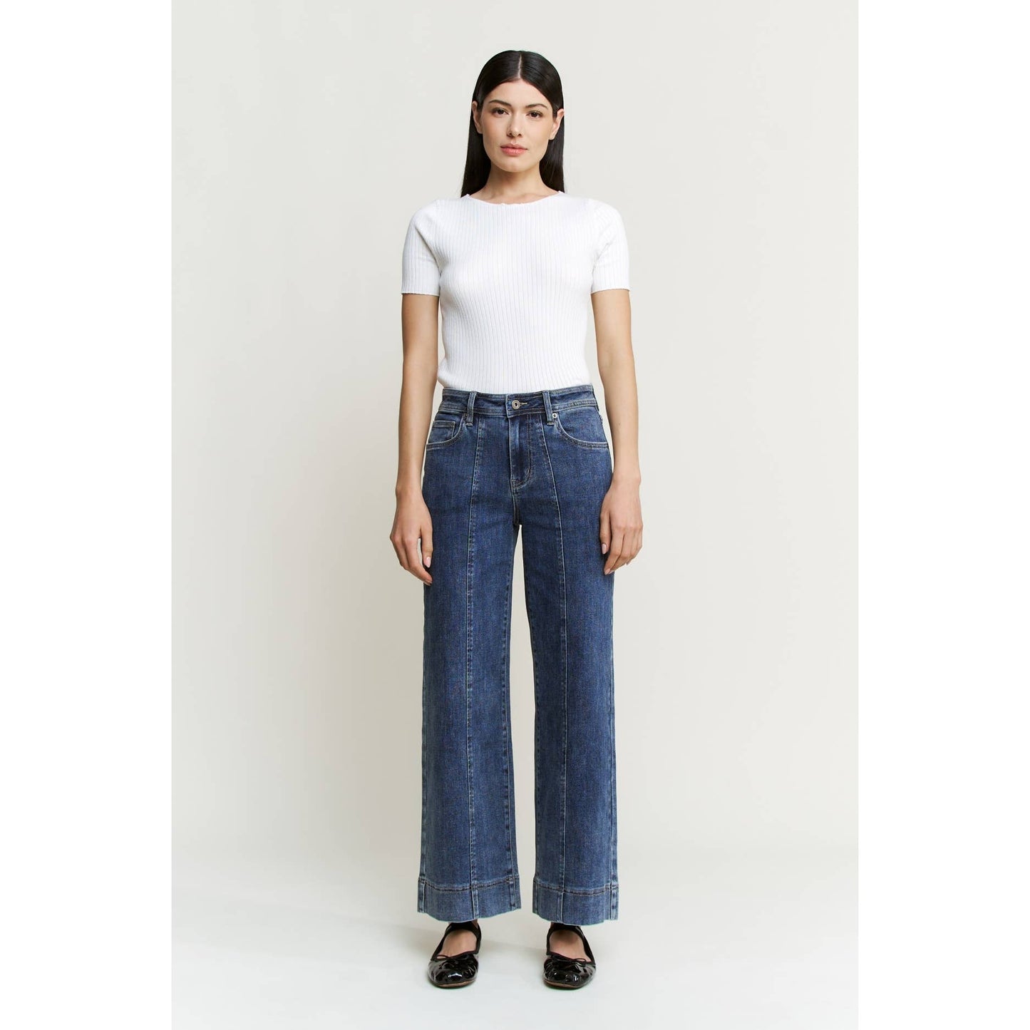 HIGH RISE FRONT SEAM WIDE LEG