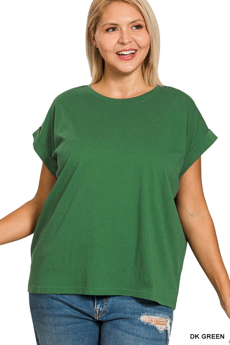 PS Cotton Folded Sleeve T Shirt