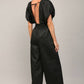 SMOCKED DETAIL OPEN TIE BACK JUMPSUIT