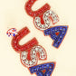 Jeweled Patriotic USA Lettering Beaded Earrings