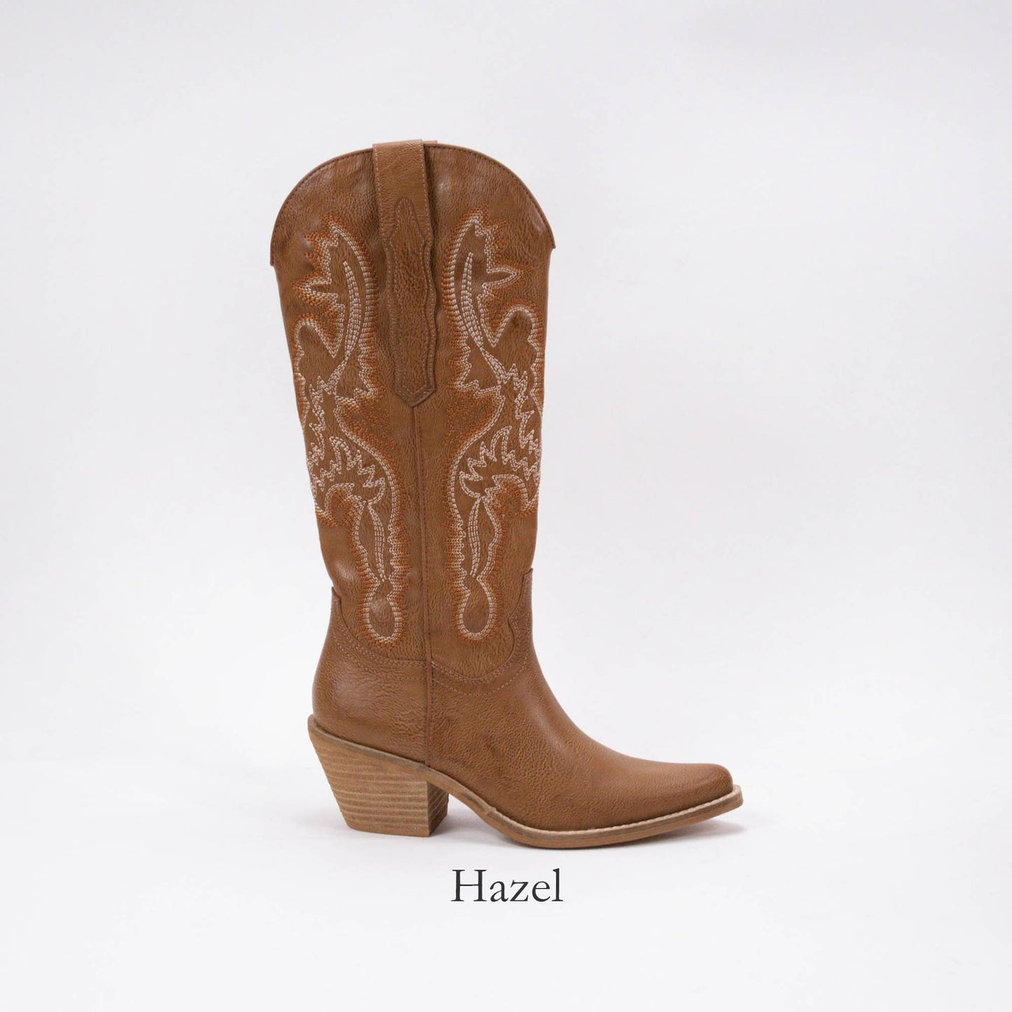 *NATALIE TRI-COLOR EMBROIDERY WESTERN BOOTS - HAZEL