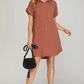 DROP SHOULDER SHIRT DRESS WITH POCKETS