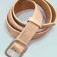 METALLIC SQUARE BUCKLE FAUX LEATHER BELT - GOLD