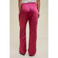 FUCHSIA SATIN WIDE-LEG PANTS WITH PLEATED DETAIL