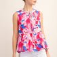 TIERED SLEEVELESS FLORAL LINED TOP RUFFLE NECK