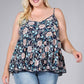 Floral Paisley Print Ruffle Cami Plus Size Top