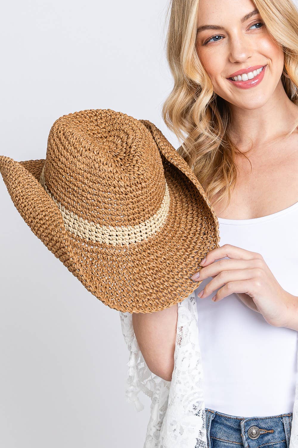 Two Way Shaped Straw Braided Hat