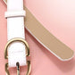 DOUBLE D BUCKLE FAUX LEATHER BELT - WHITE