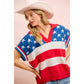 4TH OF JULY STAR STRIPED SLEEVELESS COLLAR KNIT TOP
