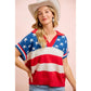 4TH OF JULY STAR STRIPED SLEEVELESS COLLAR KNIT TOP