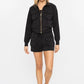 CROPPED MOCK NECK ZIP UP JACKET - BLACK