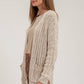 SPLIT HEM CROCHET KNIT CARDIGAN