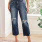 Judy Blue High Rise Distressed Wide Leg Crop Jeans