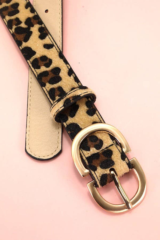 DOUBLE D BUCKLE FAUX LEATHER BELT - LEOPARD