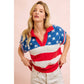 4TH OF JULY STAR STRIPED SLEEVELESS COLLAR KNIT TOP
