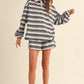 STRIPE OVERSIZED RUGBY SWEATSHIRT AND SHORTS