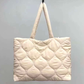 Quilted Nylon Tote Bag - Beige