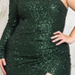 ONE SHOULDER SEQUIN MIDI DRESS - HUNTER GREEN