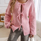 Shes The Cute Bow Detail Sweater Cardigan - Pink