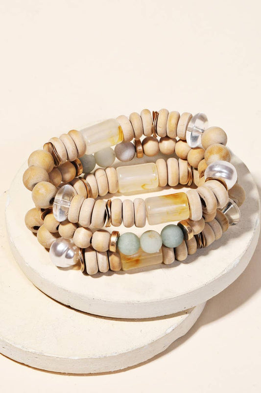 Assorted Ball Disc Beaded Stackable Bracelet Set